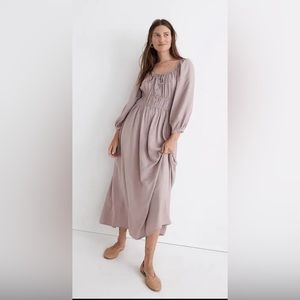 MADEWELL Sophia Twill MIDI Dress in Pale Thistle